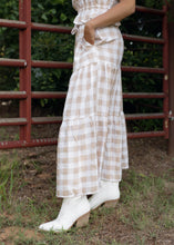 Load image into Gallery viewer, Skylar Taupe Gingham Maxi Skirt Set
