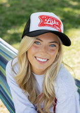 Load image into Gallery viewer, It's Lake Time DTF Printed Black and White Trucker Hat
