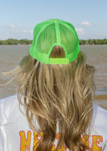 Load image into Gallery viewer, Let's Day Drink DTF Printed Neon Green Trucker Hat
