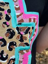 Load image into Gallery viewer, Callie Ann Spring Time Leopard Cross Black Tee
