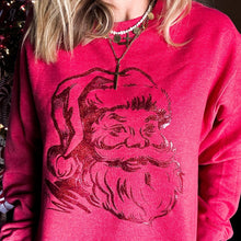 Load image into Gallery viewer, Monochrome Glitter Santa Vintage Red Sweatshirt
