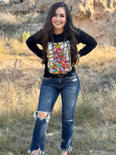 Load image into Gallery viewer, Paintbrush Christmas Tree Vintage Black Long Sleeve Tee
