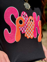 Load image into Gallery viewer, Spooky Glitter Puff Black Tee
