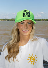 Load image into Gallery viewer, Let's Day Drink DTF Printed Neon Green Trucker Hat
