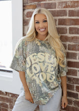 Load image into Gallery viewer, Jesus Loves You Oversized Camo Tee
