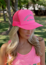 Load image into Gallery viewer, There's No Crying On The Boat-  DTF Printed Neon Pink Trucker Hat
