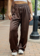 Load image into Gallery viewer, Evelyn Brown Satin Pants
