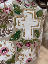 Load image into Gallery viewer, Gold Floral Cross Heather Tan Tee
