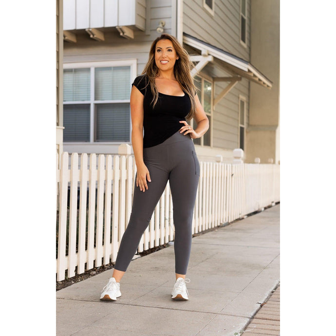 Ready to Ship | Charcoal  Full Length Leggings with Pockets*