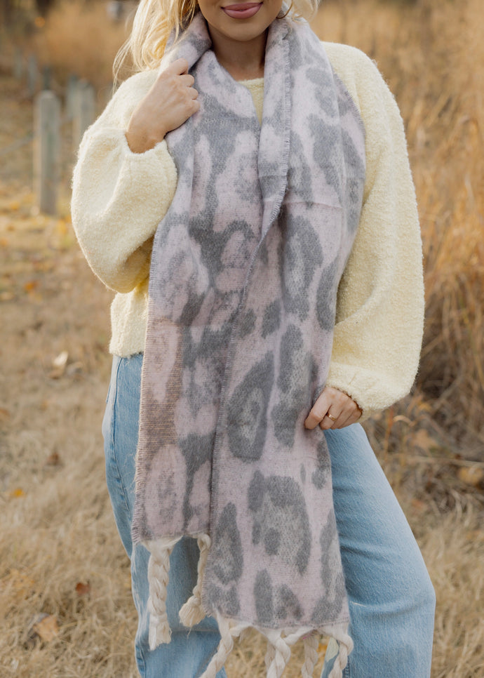Priscilla Pink Leopard Scarf