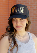 Load image into Gallery viewer, VINTAGE 3D Puff Vinyl METALLIC GOLD on Black Foam Trucker Hat
