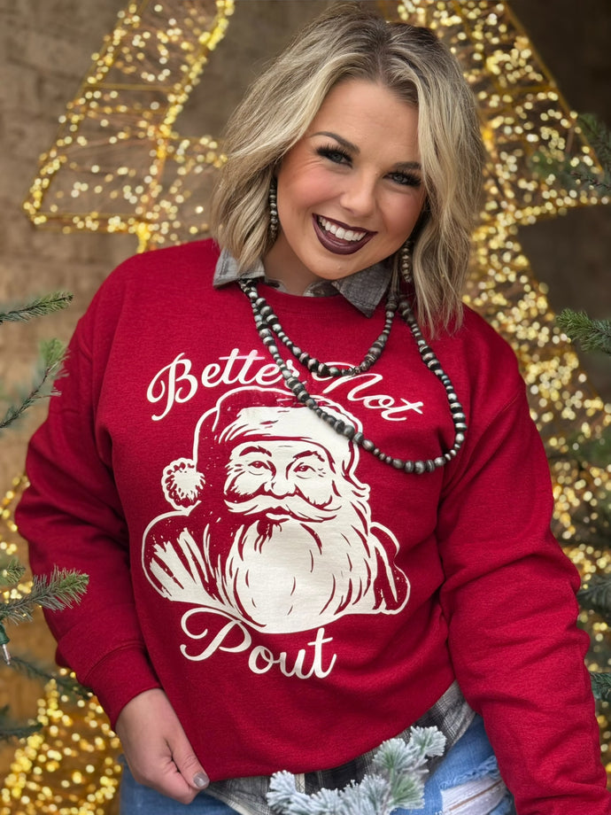 Vintage Santa Better Not Pout Red Sweatshirt