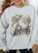Load image into Gallery viewer, Vintage Christmas Santa Graphic Stone Sweatshirt
