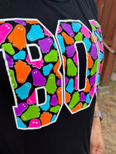 Load image into Gallery viewer, Boo Colorful Ghost Black Tee
