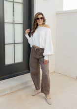 Load image into Gallery viewer, Risen Leopard Drawstring Barrel Jeans
