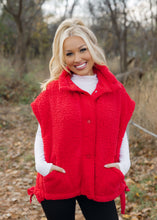 Load image into Gallery viewer, Red Teddy Fleece Oversized Vest
