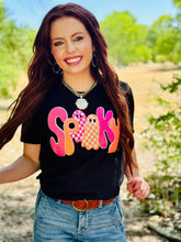 Load image into Gallery viewer, Spooky Glitter Puff Black Tee

