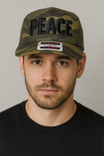 Load image into Gallery viewer, PEACE ON A TWILL CAMO HAT
