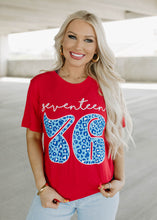Load image into Gallery viewer, Blue Leopard 1776 Vintage Red Tee
