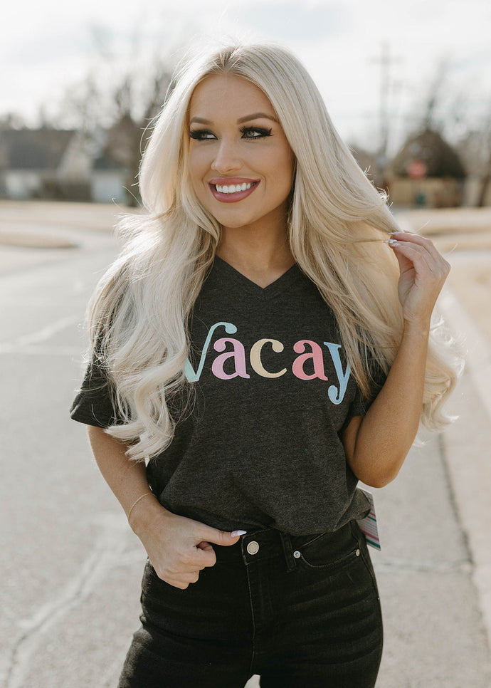 Vacay Patch Black Heather Tee