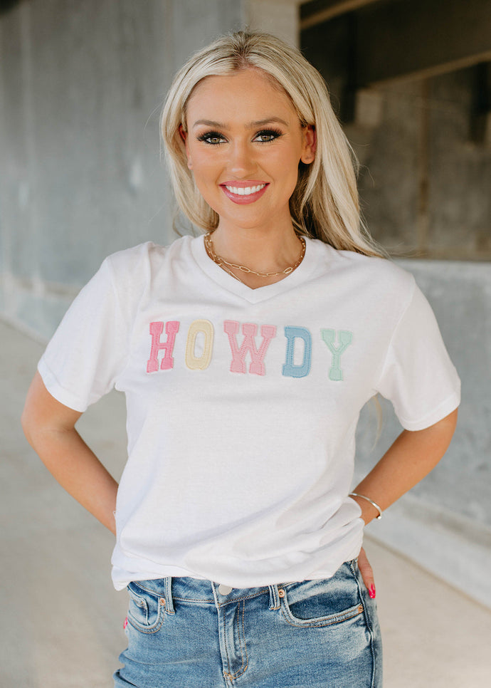 Howdy Patch White Heather Tee
