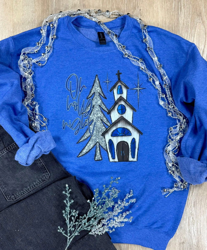 Oh Holy Night Royal Graphic Sweatshirt