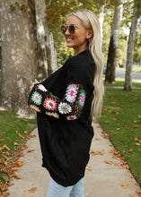 Load image into Gallery viewer, Colorful Crochet Sleeve Cardigan - Black
