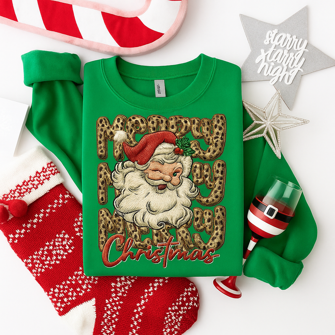 FAUX YARN LEOPARD MERRY SANTA