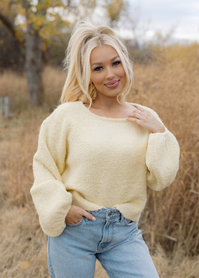 Misted Yellow Textured Sweater