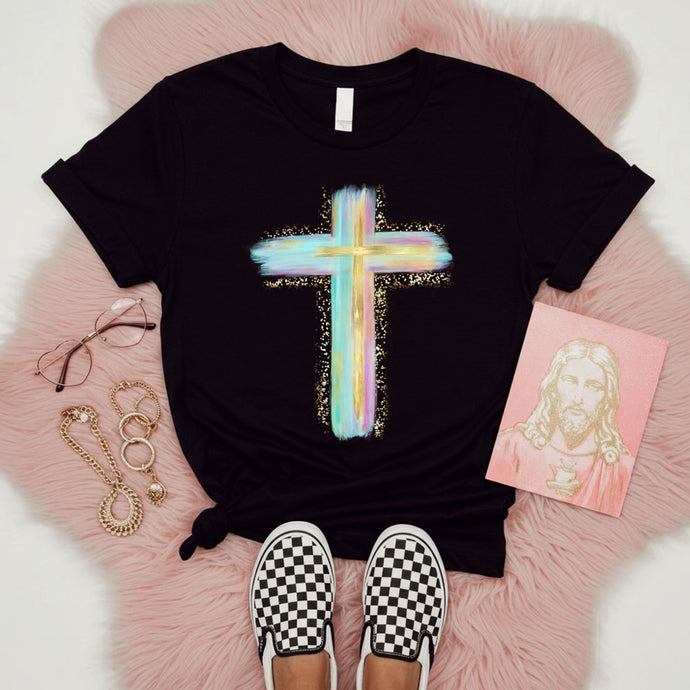Painted Cross Vintage Black Tee