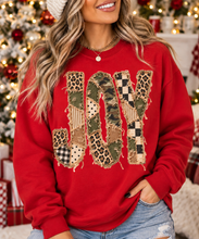 Load image into Gallery viewer, Joy Faux Embroidery Pattern Letters- UNISEX GRAPHIC SWEATSHIRT OR TEE
