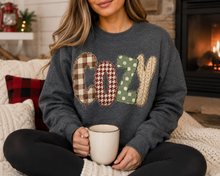 Load image into Gallery viewer, Christmas Tree Striped  - DARK HEATHER GREY SWEATSHIRT/TEE
