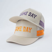 Load image into Gallery viewer, Embroidered Game Day Double Stripe Trucker Cap
