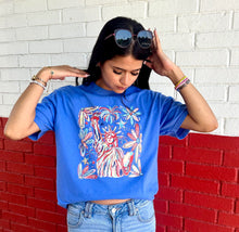 Load image into Gallery viewer, Liberty Graphic Pigment Dyed Flo Blue Tee
