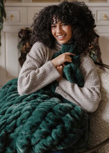 Load image into Gallery viewer, Double Ruched Faux Fur Luxury Blanket - Holiday Forest

