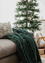 Load image into Gallery viewer, Double Ruched Faux Fur Luxury Blanket - Holiday Forest
