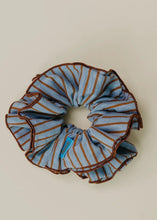 Load image into Gallery viewer, Striped Corset Hair Scrunchie - Blue/Brown
