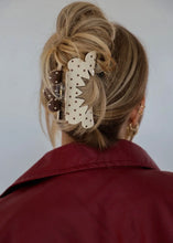 Load image into Gallery viewer, Brown &amp; Cream Polka Dot Claw Clip
