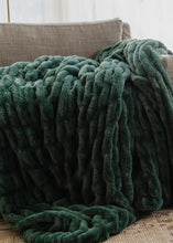Load image into Gallery viewer, Double Ruched Faux Fur Luxury Blanket - Holiday Forest
