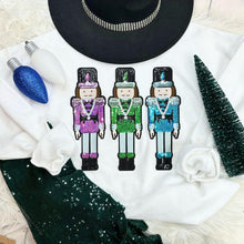 Load image into Gallery viewer, Sequin Nutcracker Chenille Patch White Sweatshirt
