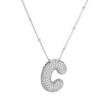 Load image into Gallery viewer, Initial CZ Balloon Bubble 18K Necklace - Sterling Silver

