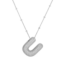 Load image into Gallery viewer, Initial CZ Balloon Bubble 18K Necklace - Sterling Silver
