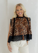 Load image into Gallery viewer, Sadie Button Up Eyelet Blouse - Leopard/Black
