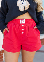 Load image into Gallery viewer, Red High Waisted Boxy Shorts
