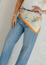 Load image into Gallery viewer, Orange Floral Satin Bandana
