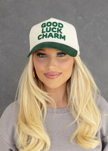 Load image into Gallery viewer, Good Luck Charm Green Corduroy Trucker Hat
