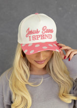 Load image into Gallery viewer, Jesus Saves Pink Polka Dot Trucker Hat
