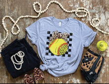 Load image into Gallery viewer, Leopard Softball Checkered- Athletic Grey
