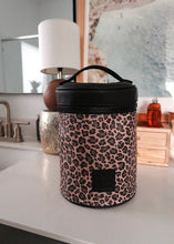 Load image into Gallery viewer, Traditional Cheetah Print Toiletry Barrel Bag
