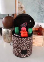 Load image into Gallery viewer, Traditional Cheetah Print Toiletry Barrel Bag
